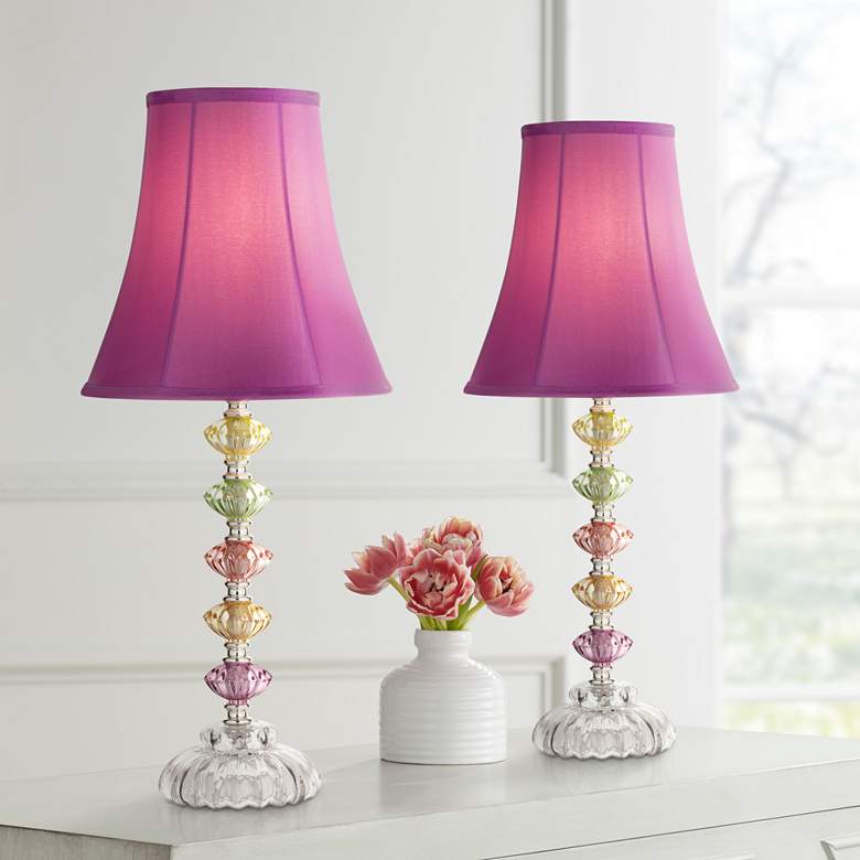 Image 1 360 Lighting Bohemian Orchid 21 inch High Stacked Glass Lamps Set of 2