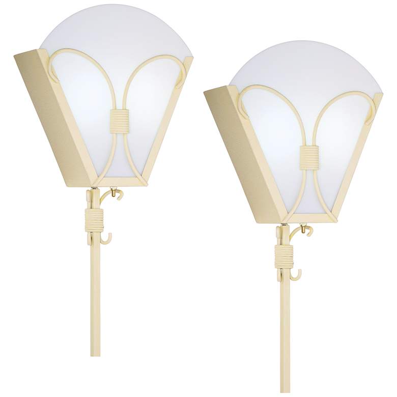 Image 1 360 Lighting Bow-Tie 12" High Deco Gold Plug-in Wall Lights Set of 2