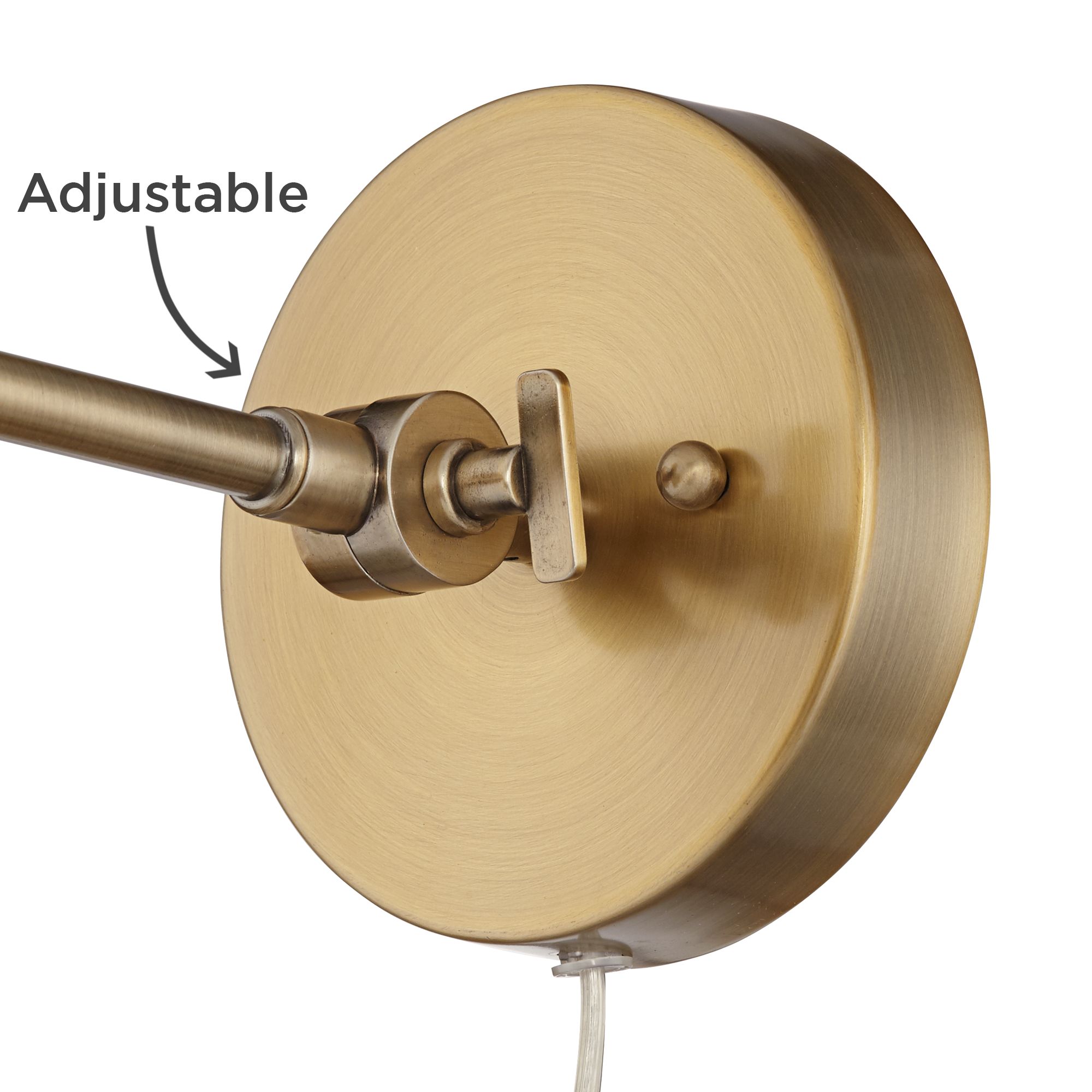 Image 5 360 Lighting Brava Antique Brass Down-Light Plug-In Wall Lamps Set of 2 more views