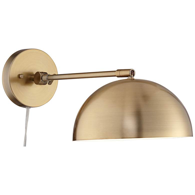 Image 7 360 Lighting Brava Antique Brass Down-Light Plug-In Wall Lamps Set of 2 more views