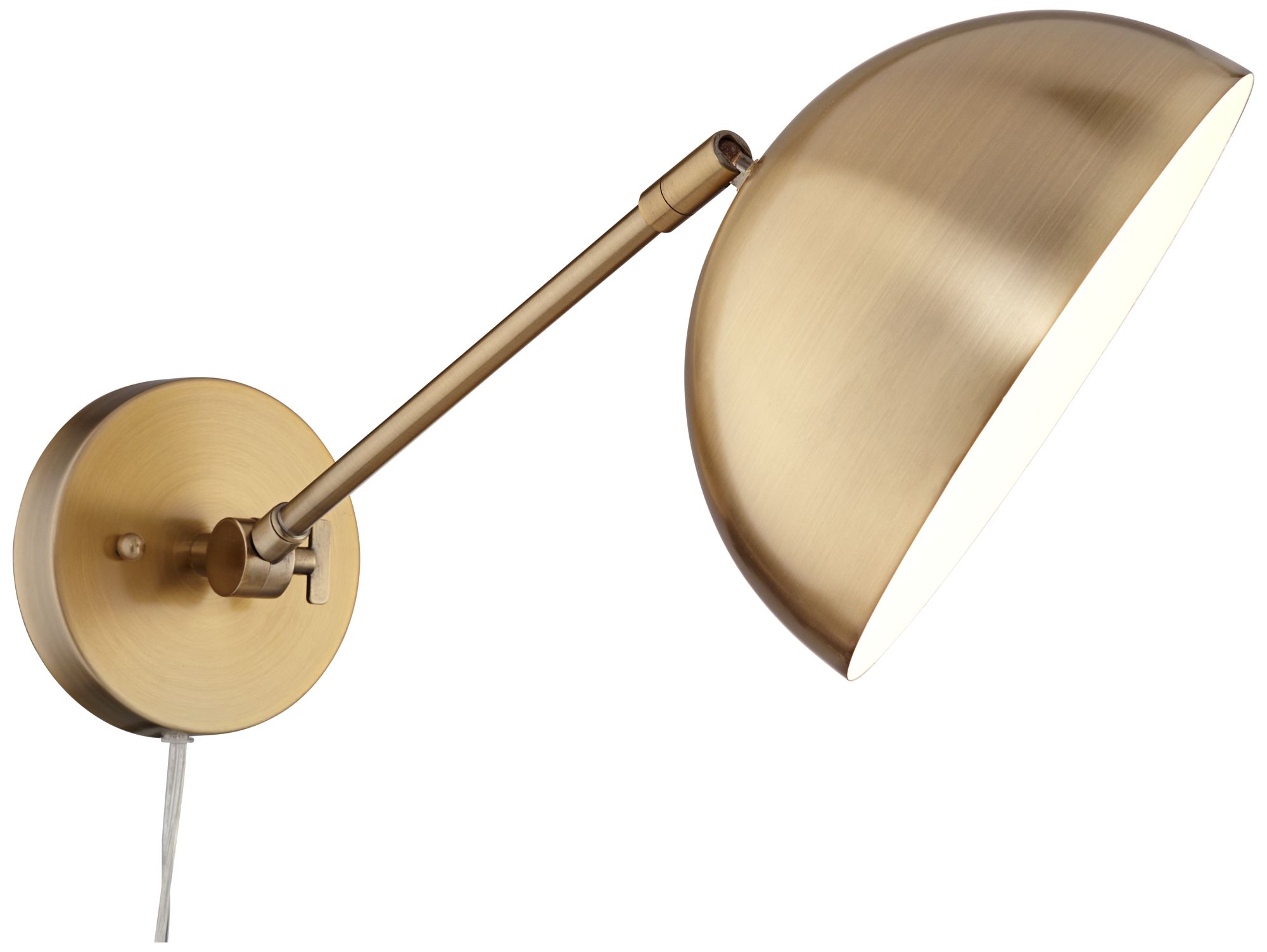 360 Lighting Brava Antique Brass Down-Light Plug-In Wall Lamps Set of 2 in scene