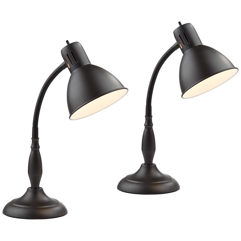 Image 2 360 Lighting Breck 17" Dark Bronze Gooseneck Arm Desk Lamps Set of 2