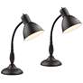 2_360 Lighting Breck 17" Dark Bronze Gooseneck Arm Desk Lamps Set of 2