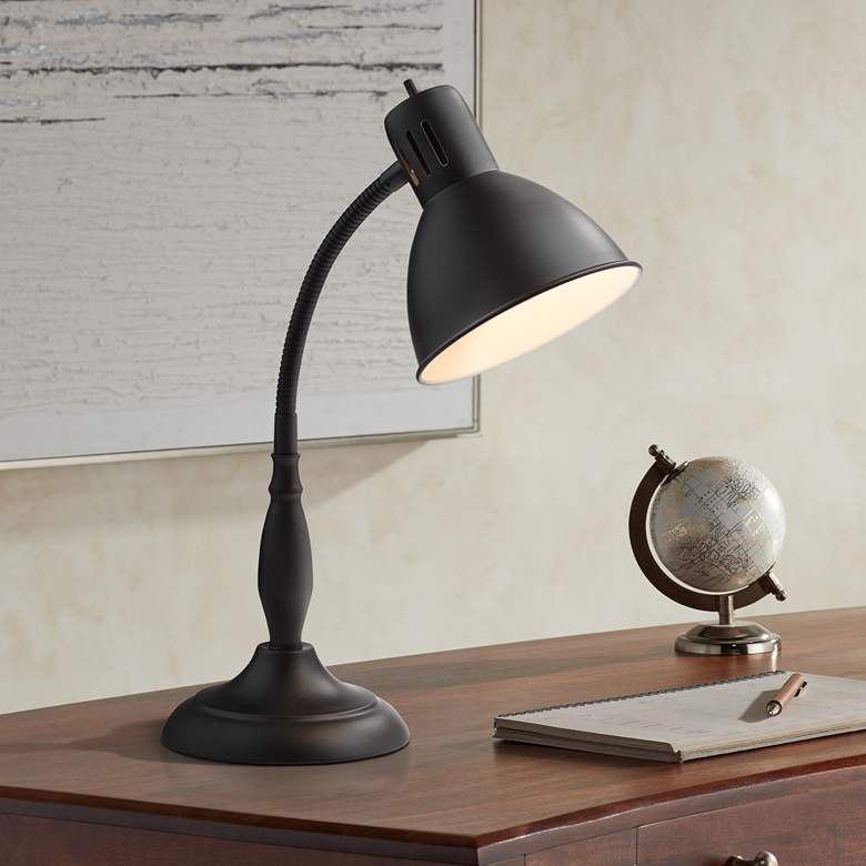Image 1 360 Lighting Breck 17" Traditional Bronze Flex Arm Gooseneck Desk Lamp