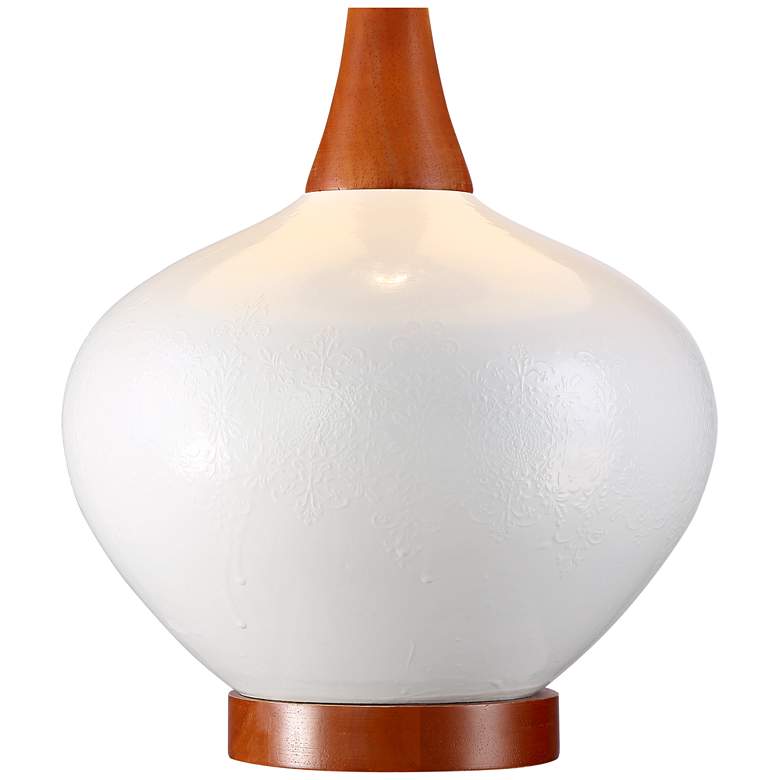 Image 6 360 Lighting Brice 23" Ivory and Wood Mid-Century Ceramic Table Lamp more views