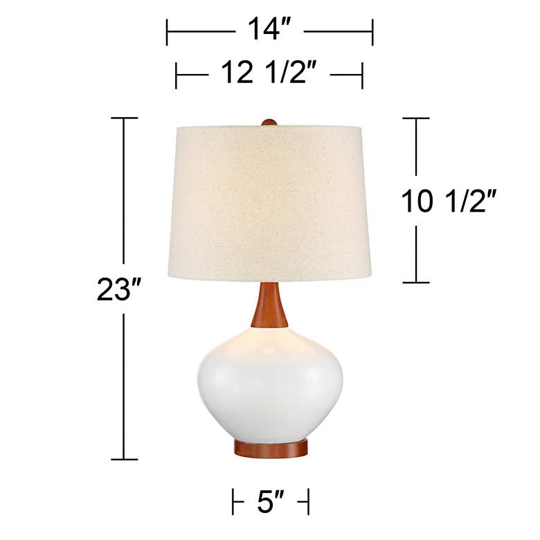 Image 7 360 Lighting Brice Ivory and Wood Mid-Century Ceramic Lamps Set of 2 more views