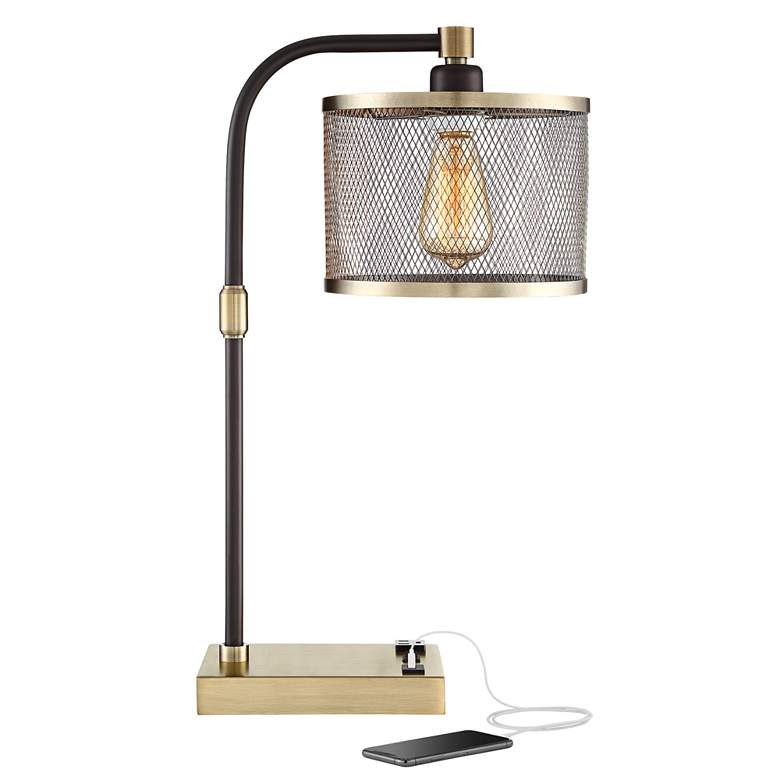 Image 3 360 Lighting Brody 22 1/4" Black Brass Desk Lamp with USB and Outlet