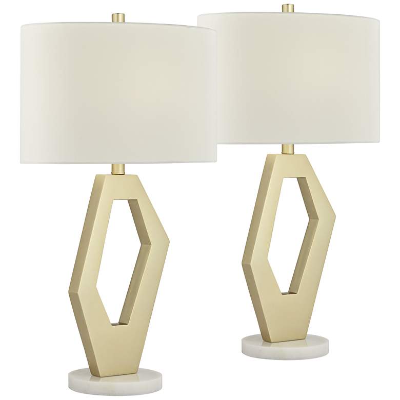 Image 2 360 Lighting Brody 28 inch Gold and White Marble Table Lamps Set of 2