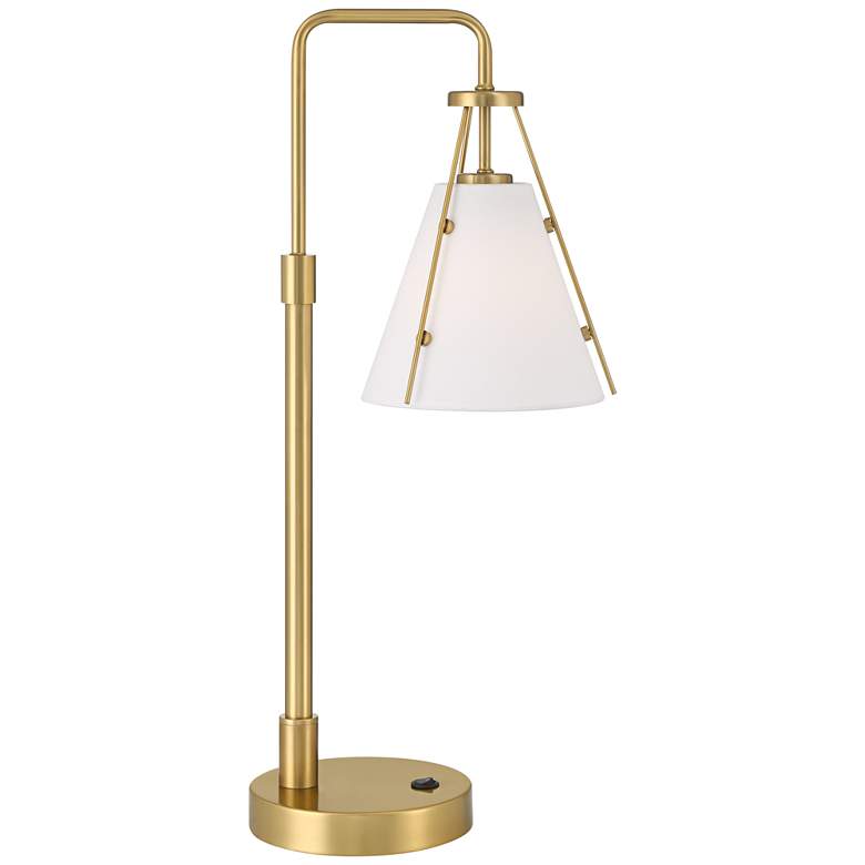 Image 3 360 Lighting Brynn 25 1/2" High Cone Shade and Brass Dual USB Lamp