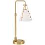4_360 Lighting Brynn 25 1/2" High Cone Shade and Brass Dual USB Lamp