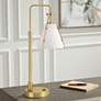3_360 Lighting Brynn 25 1/2" High Cone Shade and Brass Dual USB Lamp