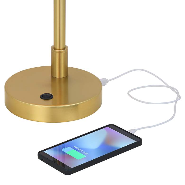 Image 4 360 Lighting Brynn 25 1/2" High Cone Shade and Brass Dual USB Lamp more views