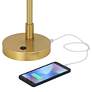 5_360 Lighting Brynn 25 1/2" High Cone Shade and Brass Dual USB Lamp more views