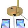 6_360 Lighting Brynn 25 1/2" High Cone Shade and Brass Dual USB Lamp more views