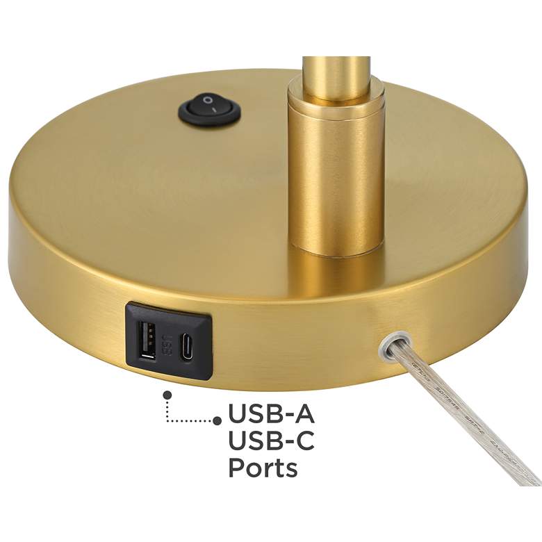 Image 6 360 Lighting Brynn 25 1/2" High Cone Shade and Brass Dual USB Lamp more views