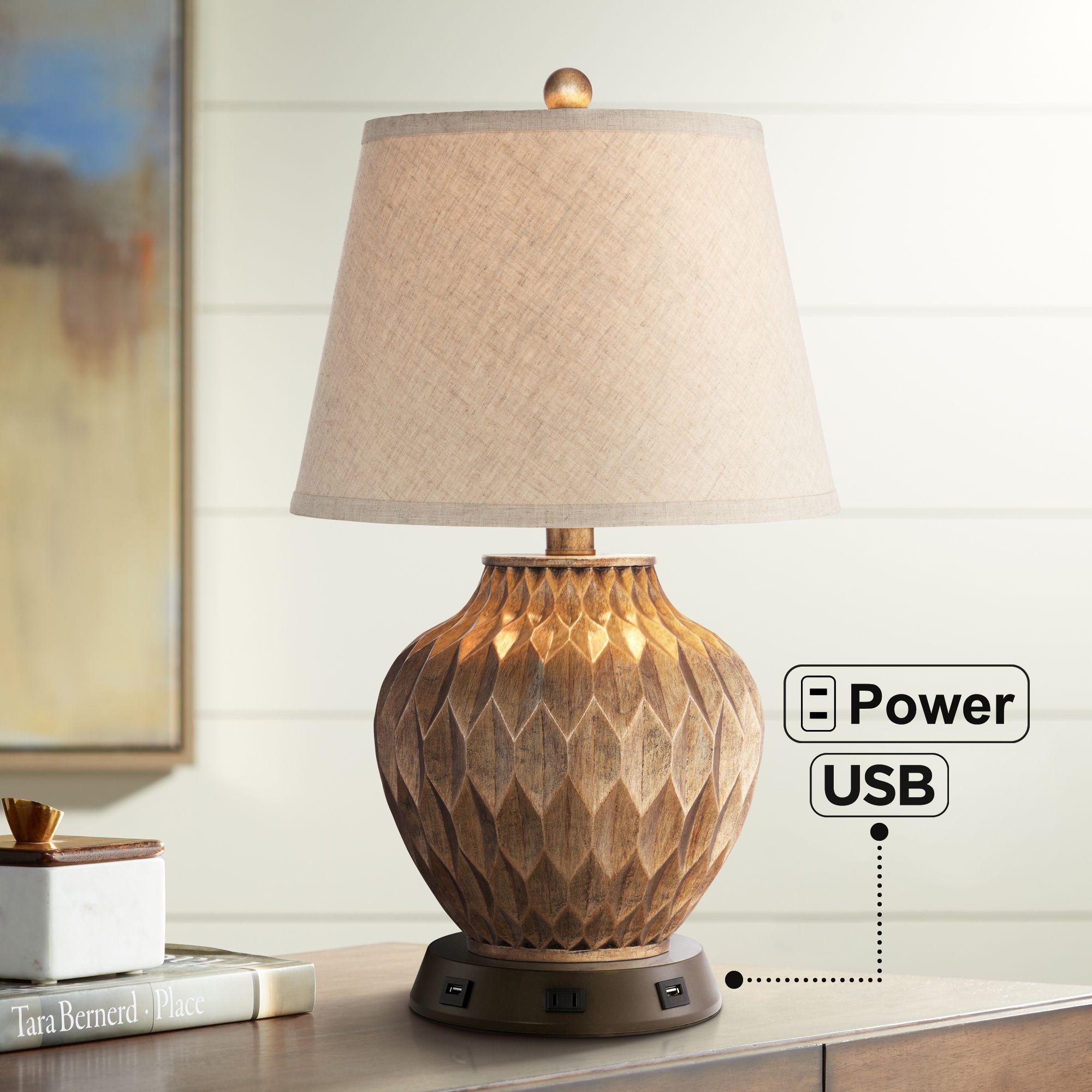 360 Lighting Buckhead Bronze Accent Table Lamp With USB Workstation ...