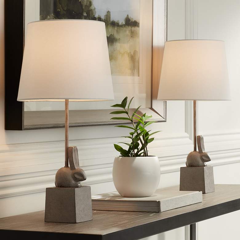 Image 1 360 Lighting Bunny 15 inch High Accent Rabbit Table Lamps Set of 2