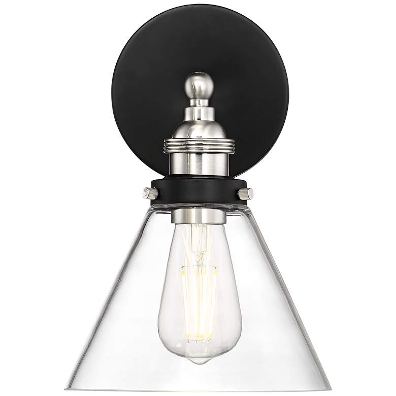 Image 6 360 Lighting Burke 10 3/4 inch Black and Brushed Nickel LED Wall Sconce more views