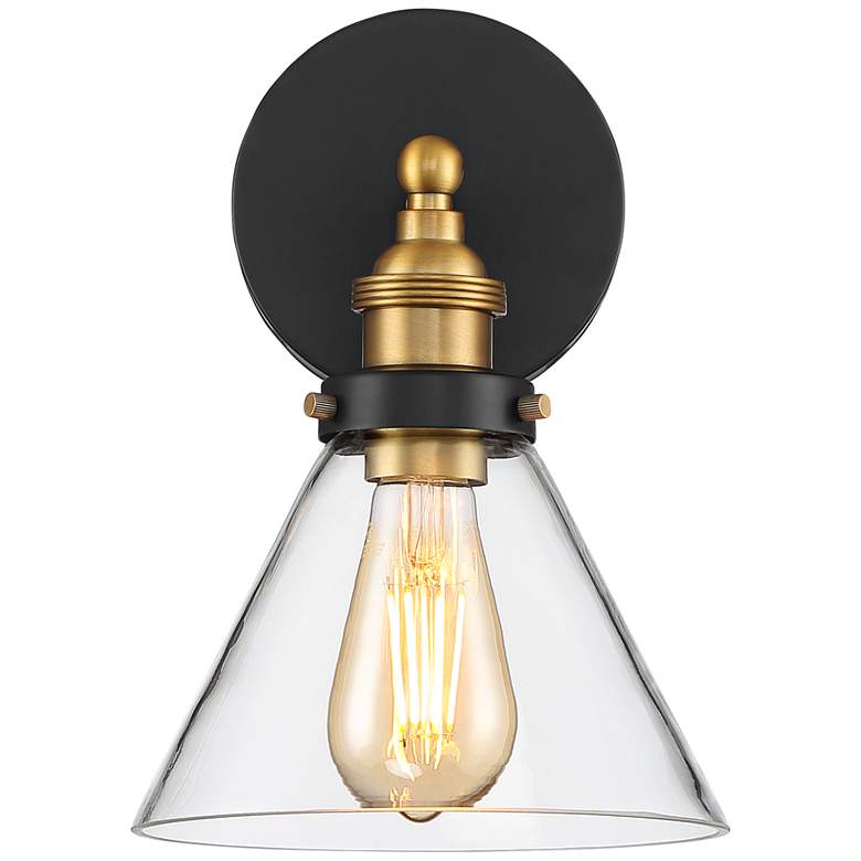 Image 4 360 Lighting Burke 10 3/4" Black and Glass LED Bulb Sconces Set of 2 more views