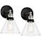 360 Lighting Burke 10 3/4" Black and Glass LED Wall Sconces Set of 2