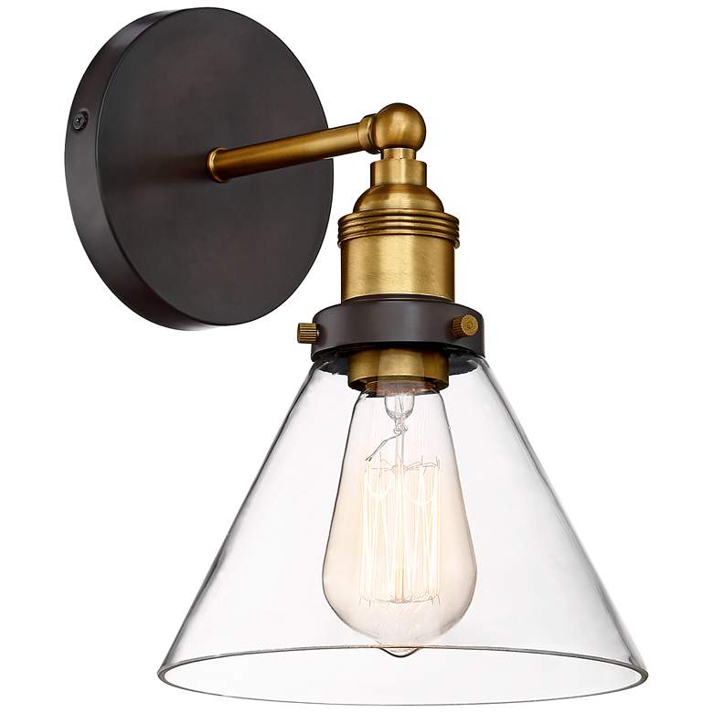Image 5 360 Lighting Burke 10 3/4" High Bronze and Warm Brass LED Wall Sconce more views