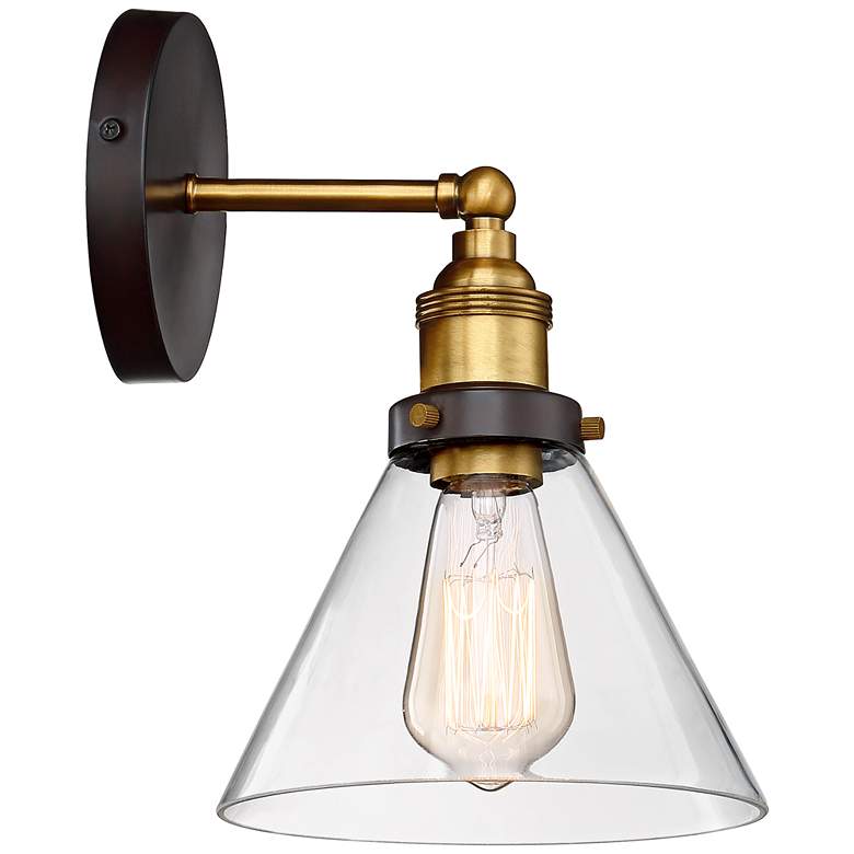 Image 6 360 Lighting Burke 10 3/4" High Bronze and Warm Brass LED Wall Sconce more views