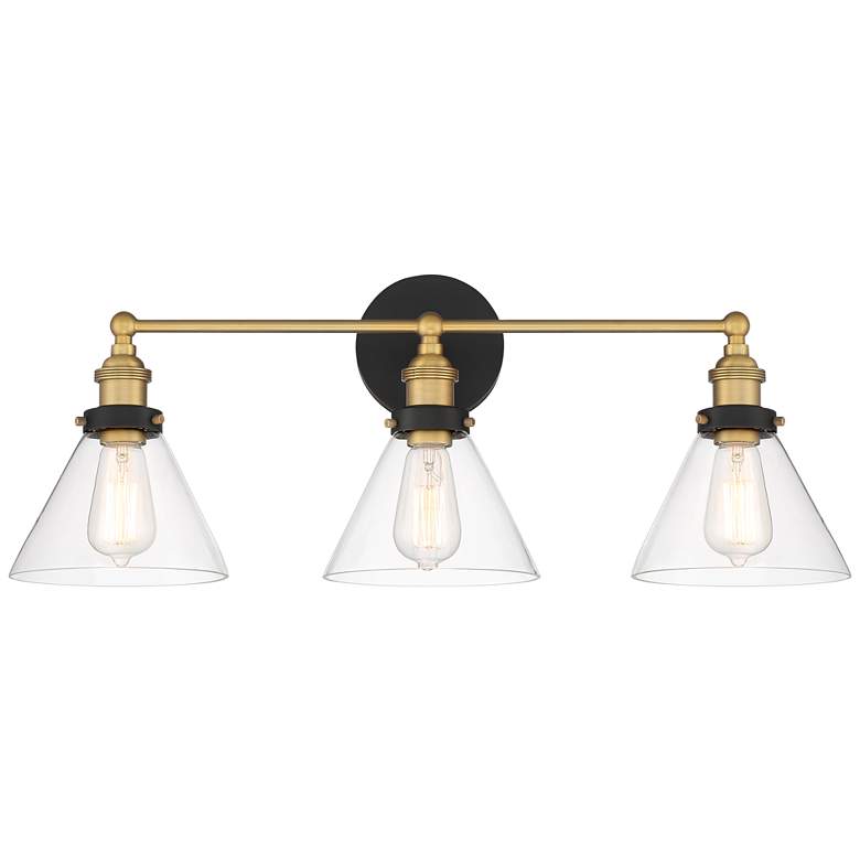 Image 2 360 Lighting Burke 28 inch Wide Black and Brass Bath Light