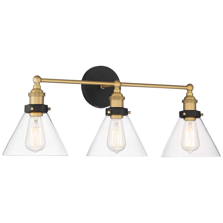 Image 4 360 Lighting Burke 28 inch Wide Black and Brass Bath Light more views