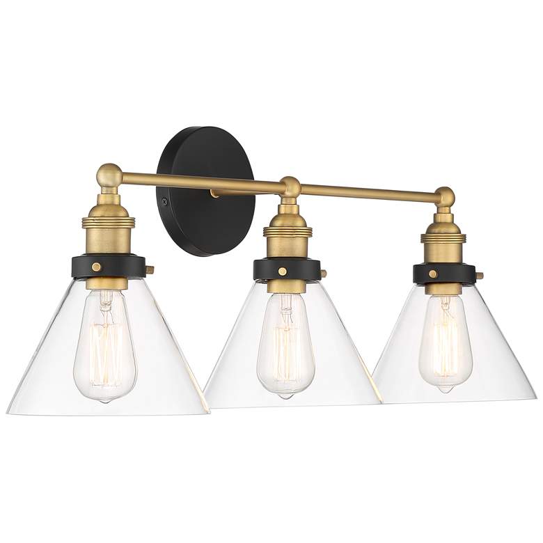 Image 5 360 Lighting Burke 28 inch Wide Black and Brass Bath Light more views