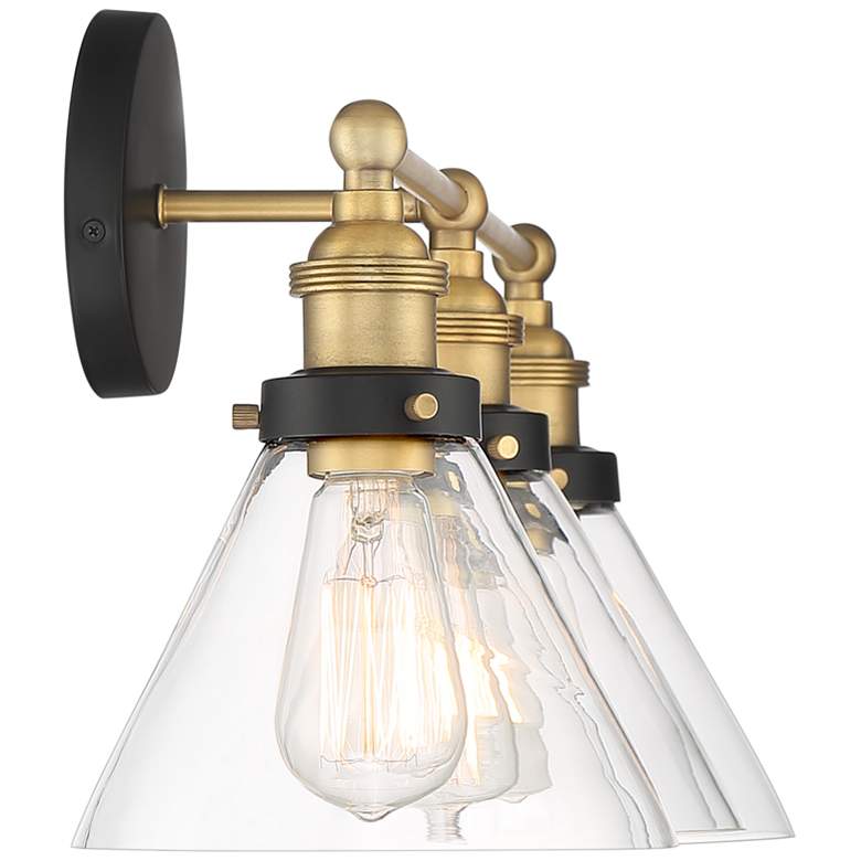 Image 6 360 Lighting Burke 28 inch Wide Black and Brass Bath Light more views