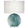360 Lighting Calypso 23" High Blue Sea Round Art Glass Table Lamp