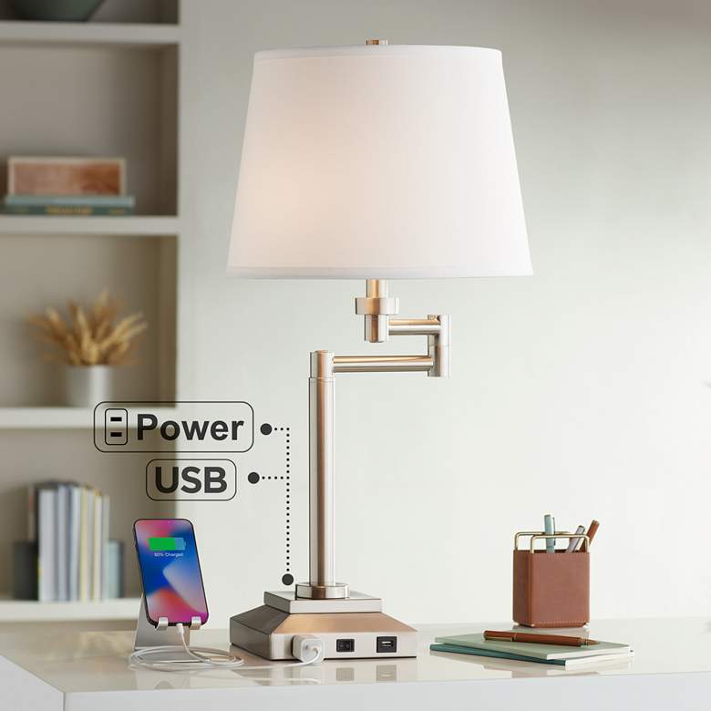 Image 1 360 Lighting Camber 28" Workstation Swing Arm Outlet and USB Desk Lamp