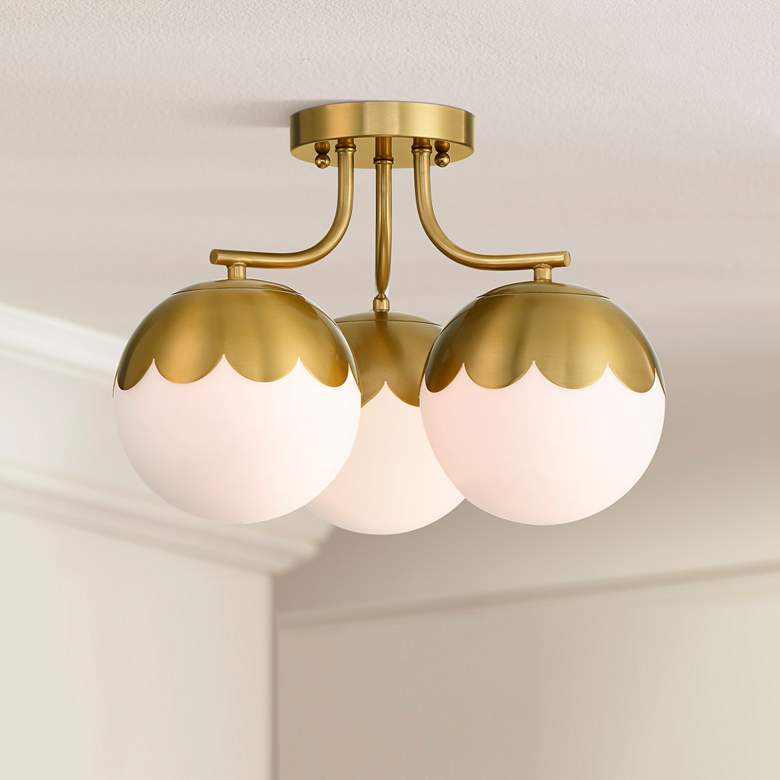 Image 2 360 Lighting Camila 16" Wide Antique Brass 3-Light Ceiling Light