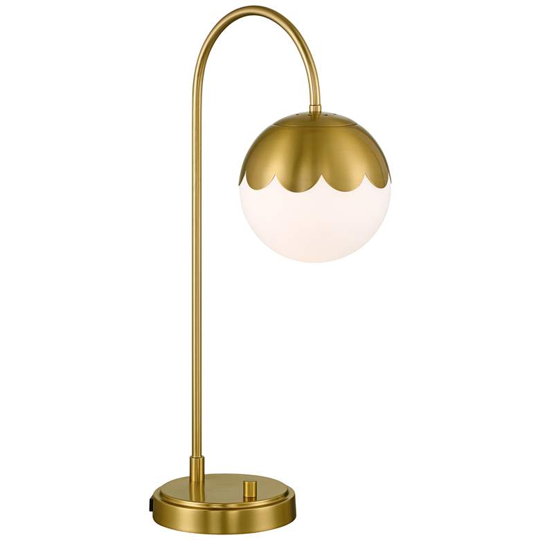 Image 3 360 Lighting Camila 25" Antique Brass Globe Lamp with USB and Outlet