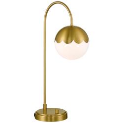 360 Lighting Camila 25" Antique Brass Globe Lamp with USB and Outlet
