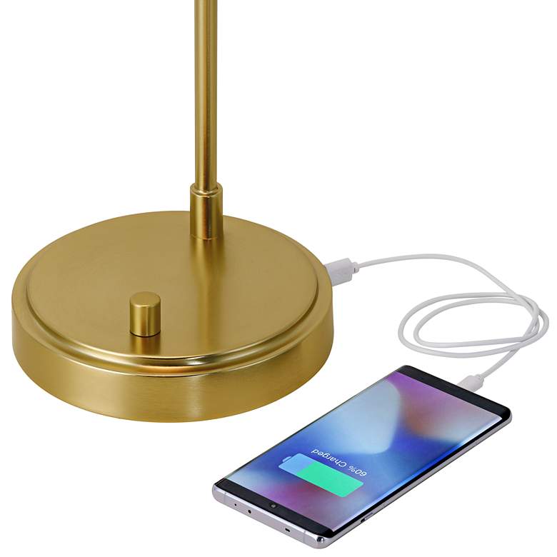 Image 4 360 Lighting Camila 25" Antique Brass Globe Lamp with USB and Outlet more views