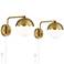360 Lighting Camila Brass Glass Globe Plug-In Swingarm Wall Lamps Set of 2