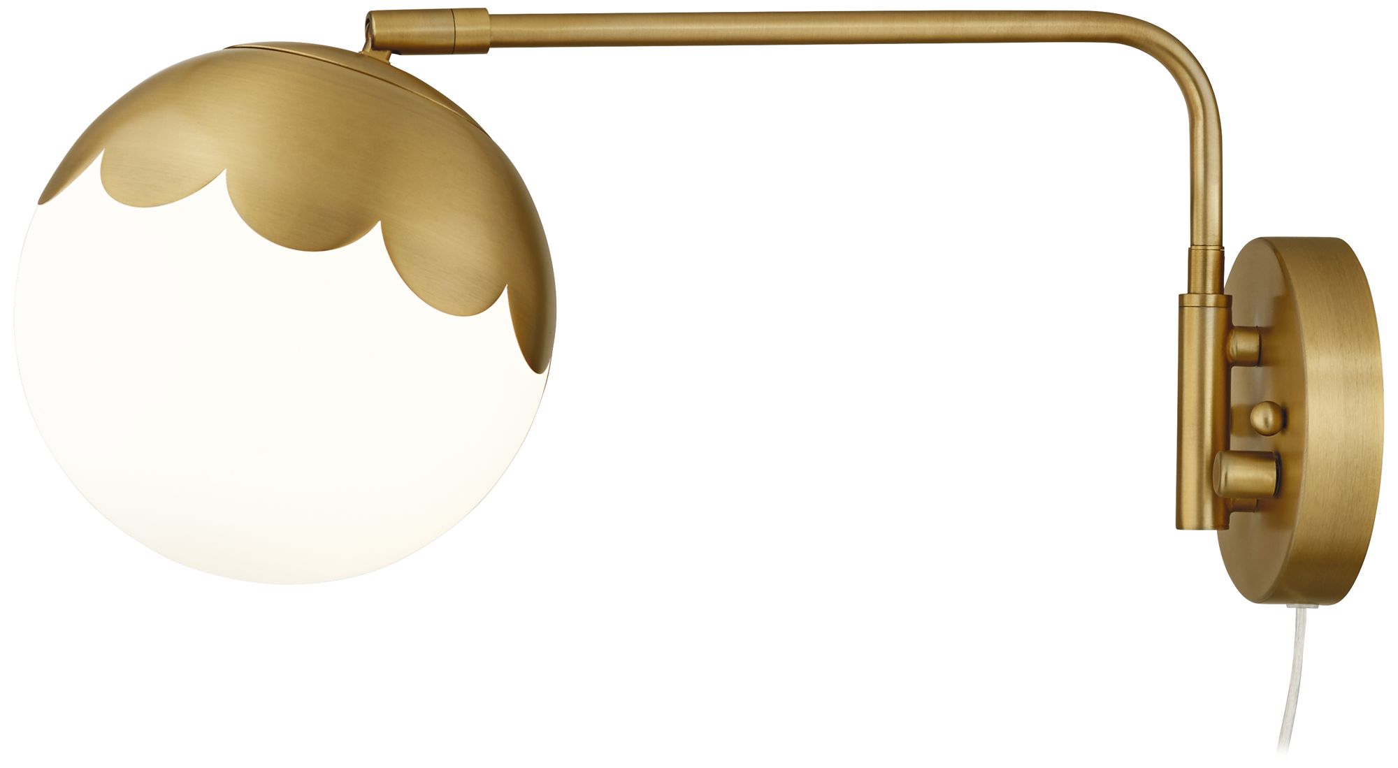 Watch A Video About the Camila Brass and Glass Globe Plug In Wall Lamp