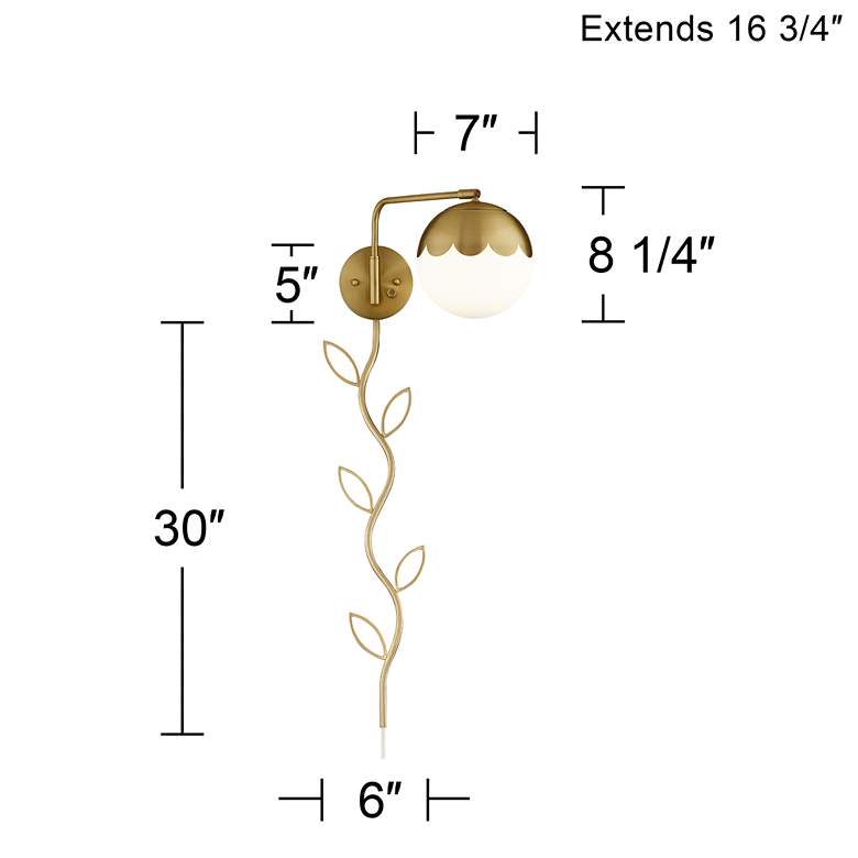 Image 7 360 Lighting Camila Brass Plug-In Swing-Arm Wall Lamps with Cord Covers more views
