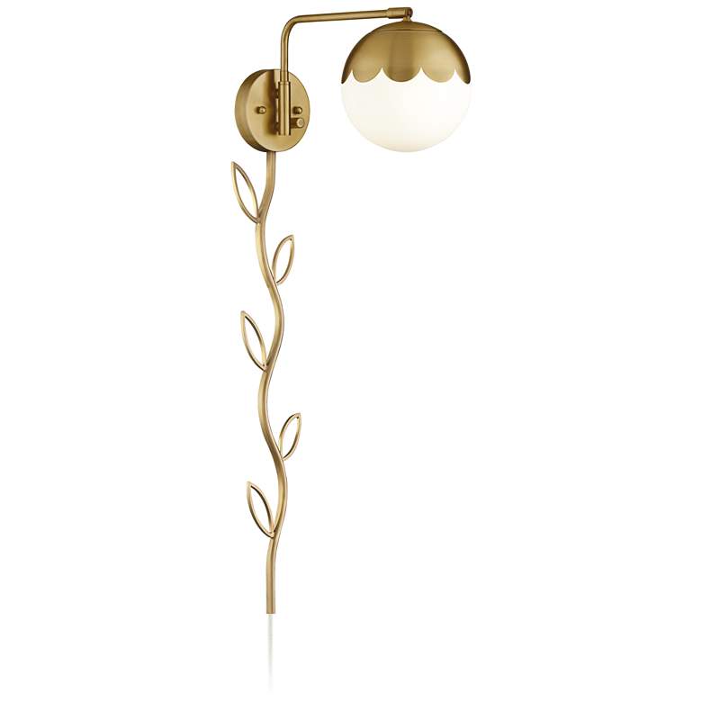 Image 1 360 Lighting Camila Glass Globe Plug-In Wall Lamp with Cord Cover