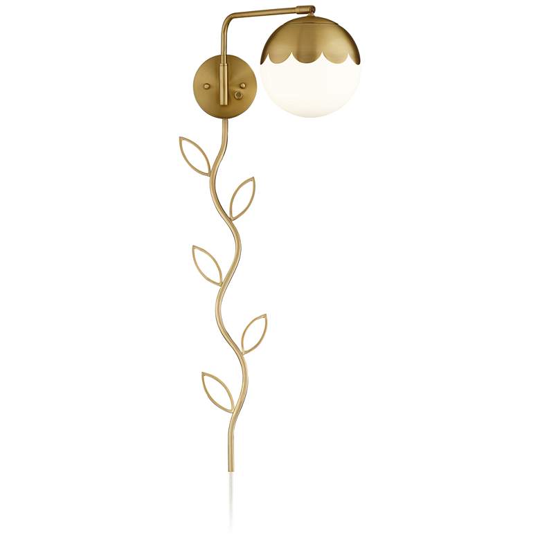 Image 4 360 Lighting Camila Glass Globe Plug-In Wall Lamp with Cord Cover more views