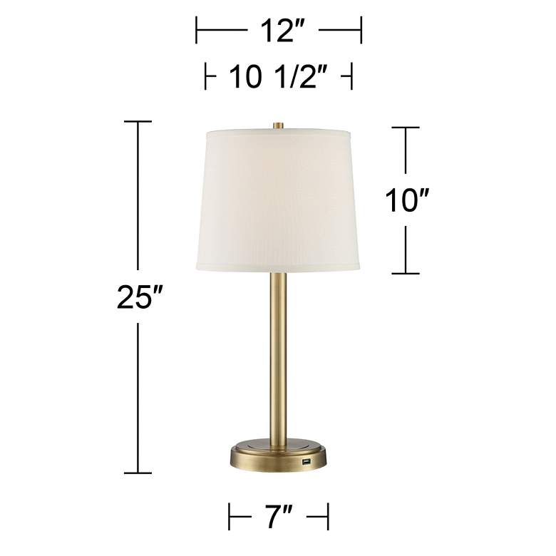 Image 7 360 Lighting Camile 25" Brass Finish Metal USB Table Lamps Set of 2 more views
