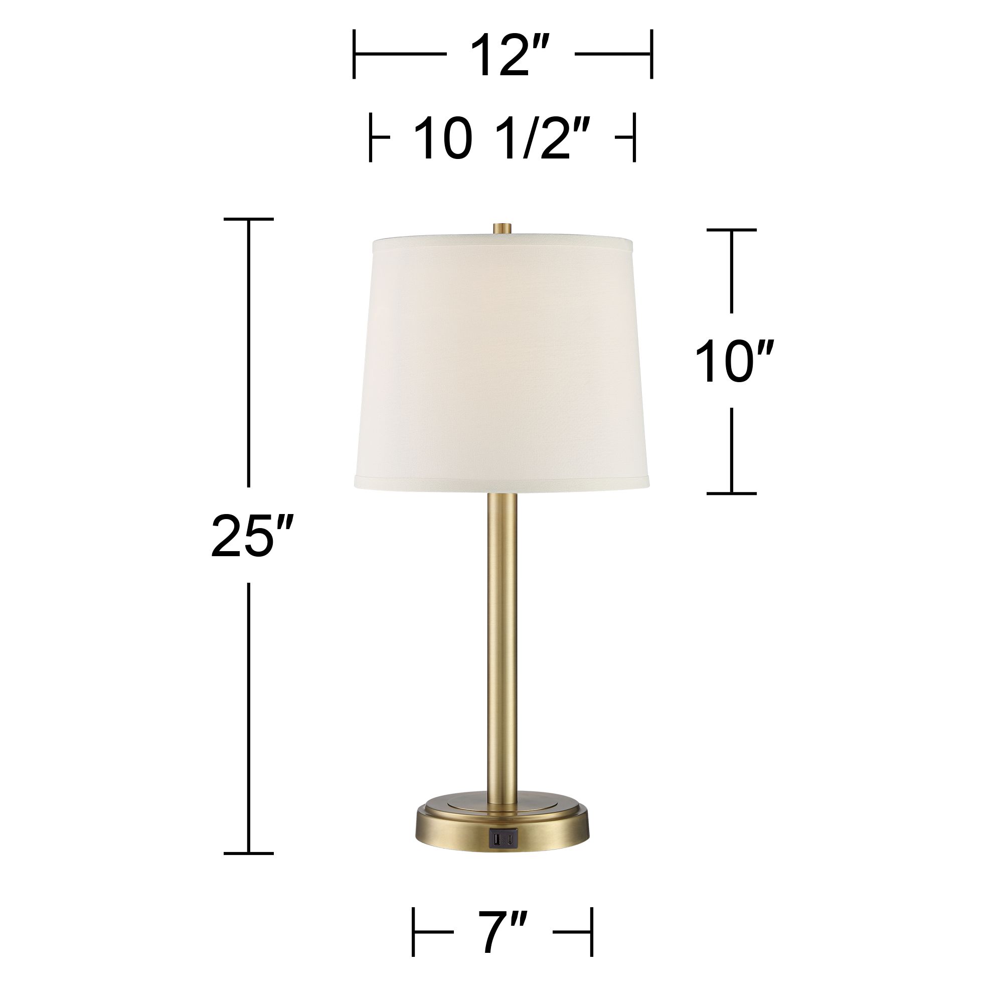 360 Lighting Camile 25" Brass Finish Metal USB Table Lamps Set of 2