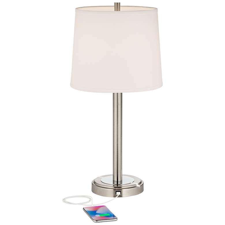 Image 3 360 Lighting Camile 25 inch Brushed Nickel Metal USB Table Lamps Set of 2 more views