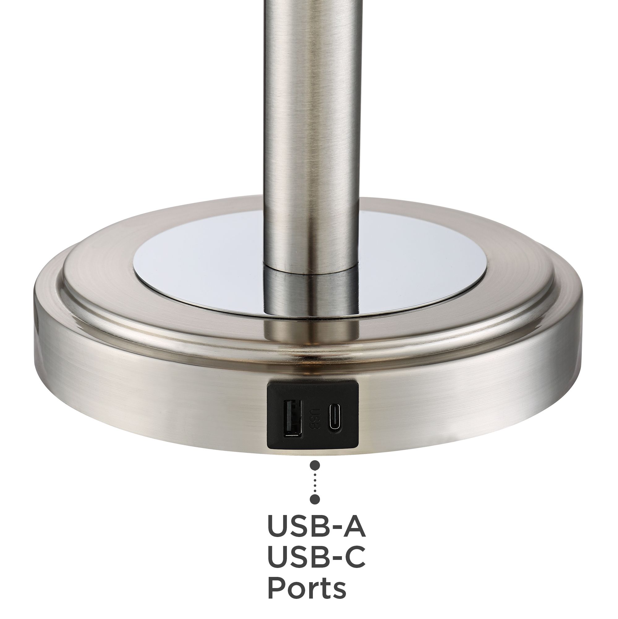 Image 6 360 Lighting Camile 25" Brushed Nickel Metal USB Table Lamps Set of 2 more views