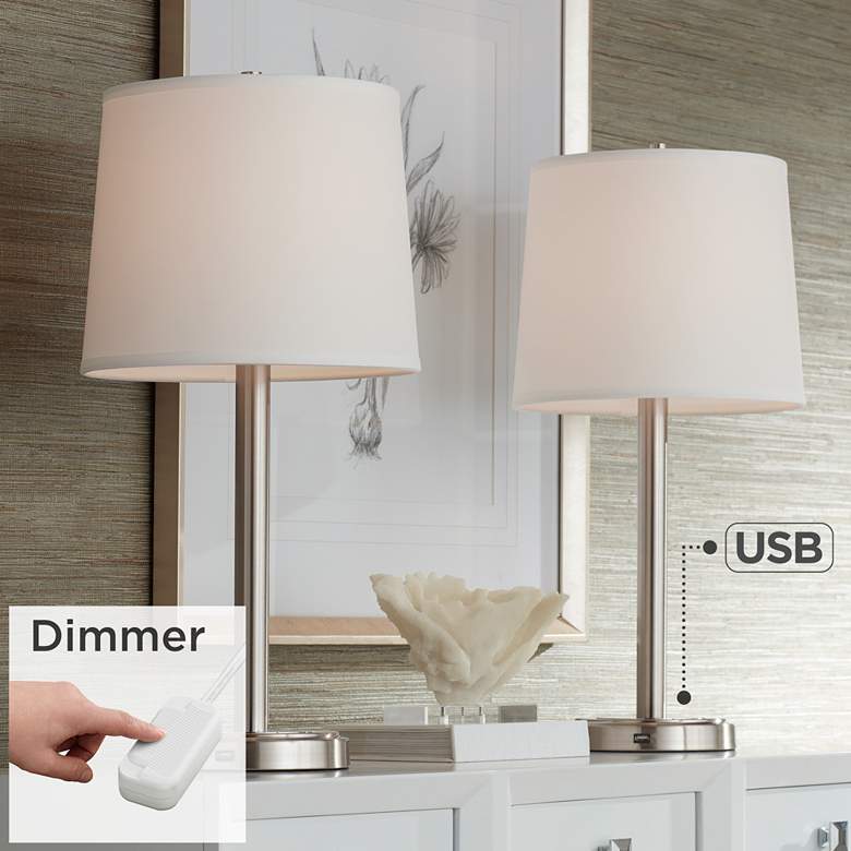 Image 1 360 Lighting Camile 25 inch high Metal USB Lamps Set of 2 with Dimmers