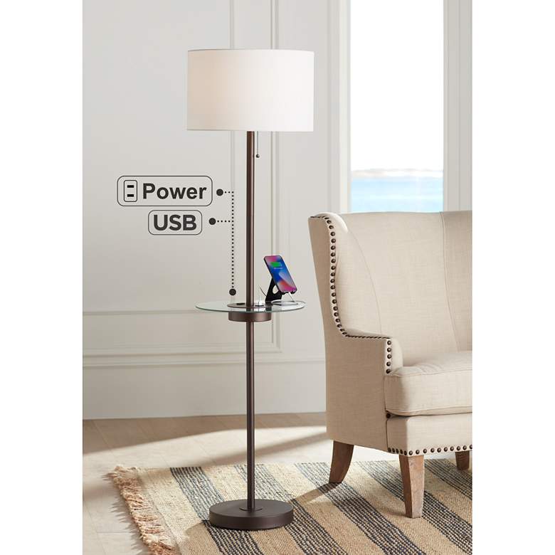 Image 2 360 Lighting Caper 60 1/2" Bronze Table Floor Lamp with USB and Outlet