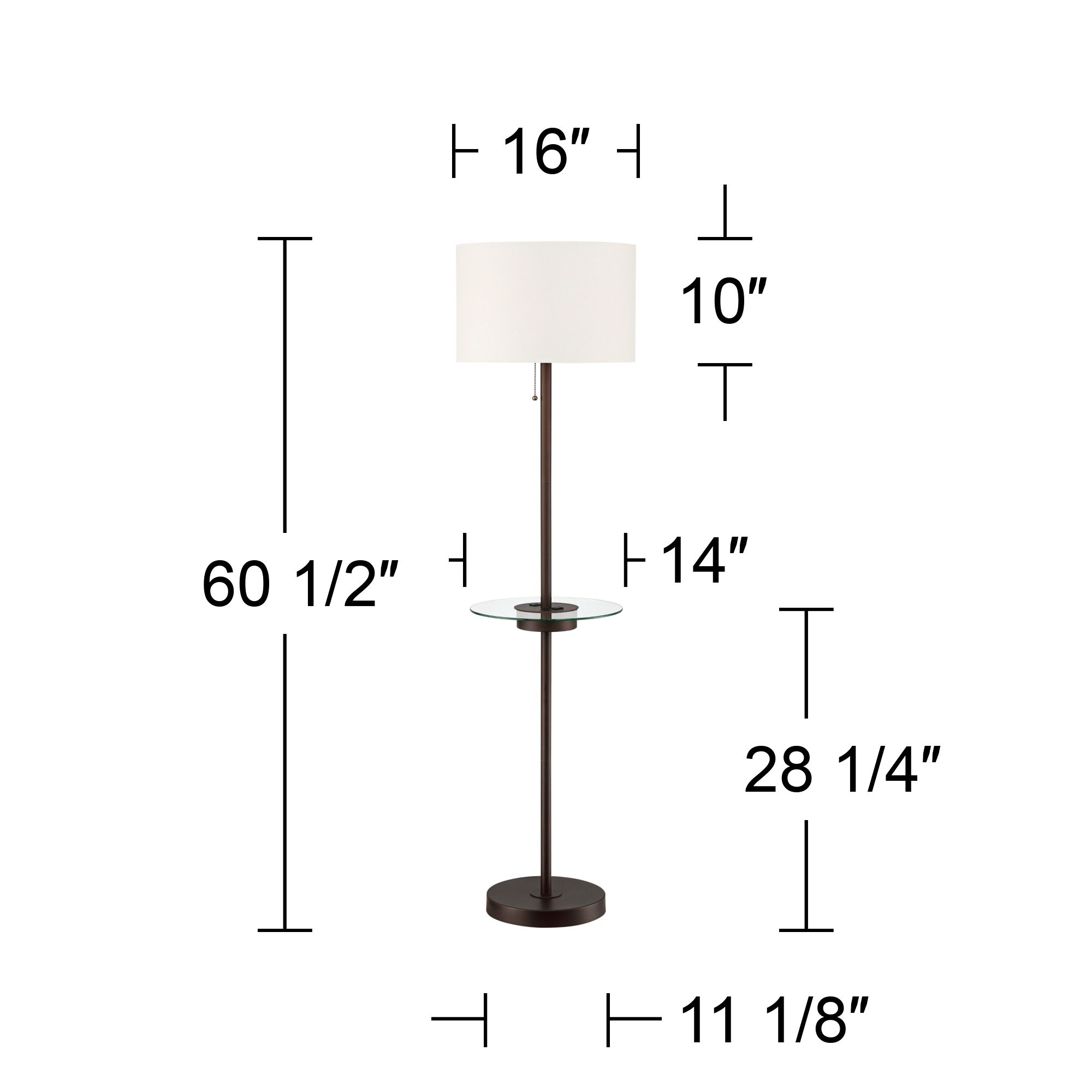 360 Lighting Caper 60 1/2" Bronze Tray Table USB Floor Lamps Set of 2