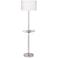360 Lighting Caper 60 1/2" Nickel Tray Table USB and Outlet Floor Lamp