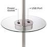 Caper Nickel Tray Table Floor Lamp with USB Port and Outlet